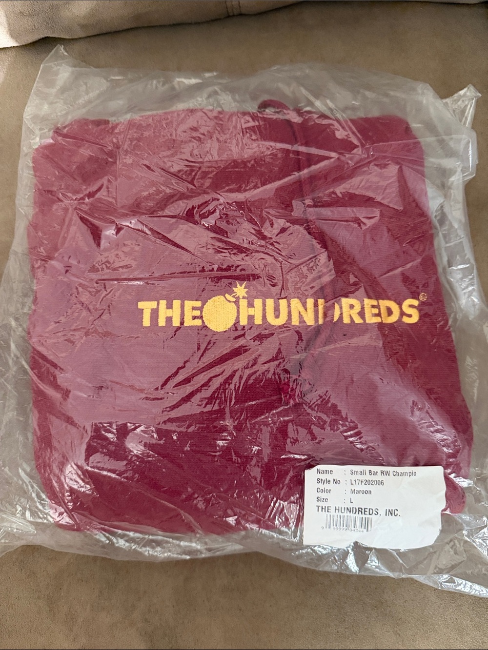 The Hundreds Maroon Sweatshirt with Yellow Logo